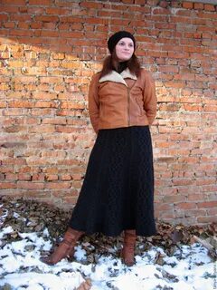 Теплая длинная юбка на зиму