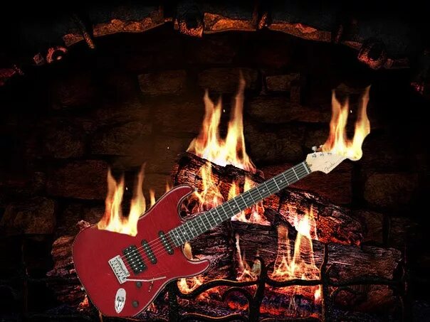 Гитара сгорела. Горящая гитара. Гитара на камине. Гитара у костра. Посиделки с гитарой.
