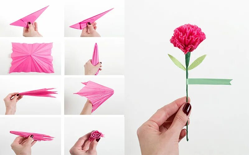 Гвоздики изкафрированой бумаги. Гвоздики из салфеток. Гвоздики из бумаги. Цветы из гофрированной бумаги гвоздики. Поделка гвоздика из гофрированной бумаги.