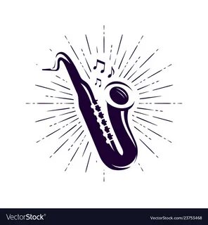 Saxophone sax logo or label live music jazz Vector Image