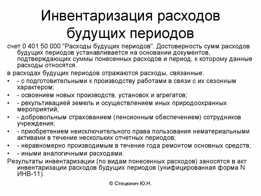 Инвентаризация затрат