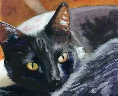 Кошка гуашью