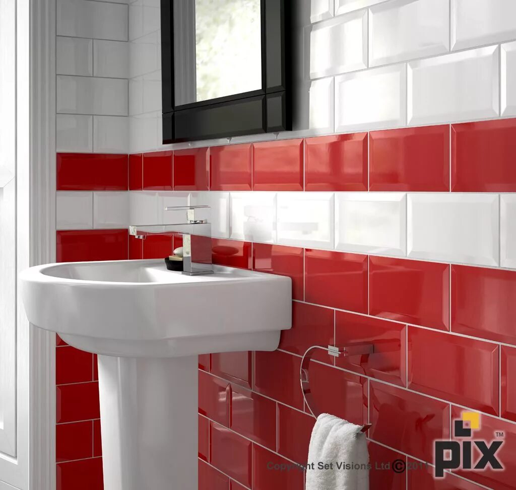 Затирка для ванной купить. Плитка облицовочная Metro White Wall 100 300. Плитка Metro Red Wall. Красный кафель в ванной. Красно белая ванная комната.