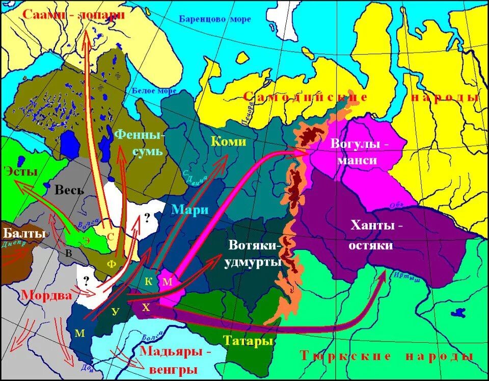 Откуда пришли народы. Карта расселения финно-угорских народов. Территория расселения финно-угорских народов. Финно-угорские племена на карте. УГРО финские народы на карте.