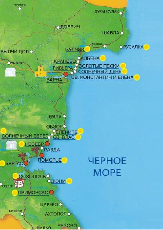 Карта черноморского побережья болгарии с курортами подробная. Болгария карта побережья с городами. Равда болгария на карте болгарии. Карта болгарии на русском языке с городами подробная с курортами. Карта болгарии побережье черного моря.