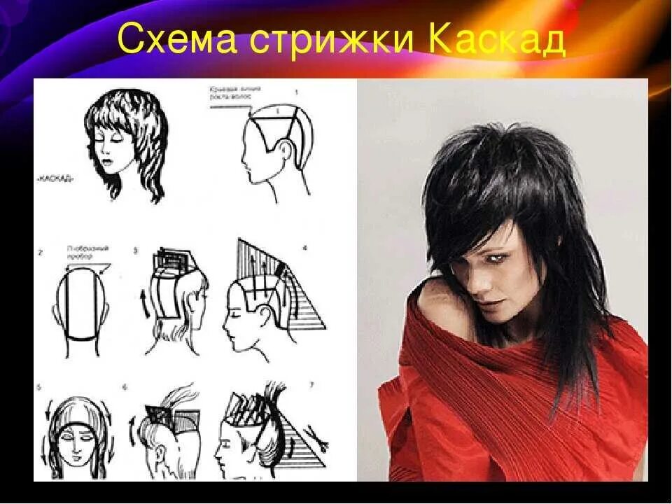 Как стричь волосы каскад. Технология стрижки каскад пошагово. технология стрижки каскад на средние волосы с челкой. схема стрижки каскад на средние волосы с челкой. технология выполнения стрижки каскад со схемами.