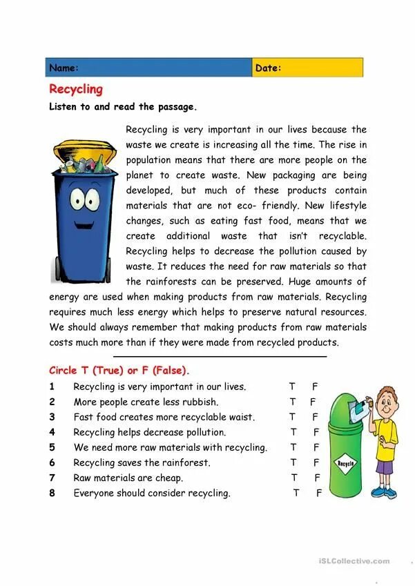 Recycling тема на английском. Recycling reading Worksheet. Recycle Worksheet. Our чтение в английском. Reading about ecology