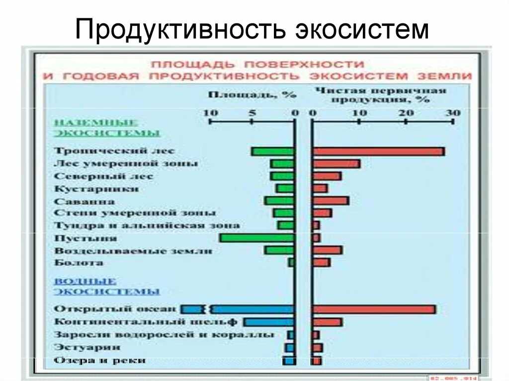 Продуктивность экосистем. Биопродуктивность экосистем. Первичная продукция экосистемы. Первичная продукция биогеоценоза. Последовательность увеличения биологической продуктивности природных зон