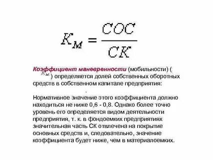 Коэффициент маневренности собственных активов