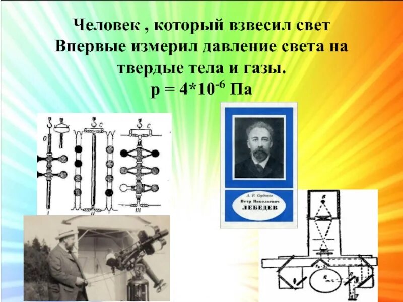 Давление света на газы. Давление света на твердые тела и газы. опыт по измерению давления света.