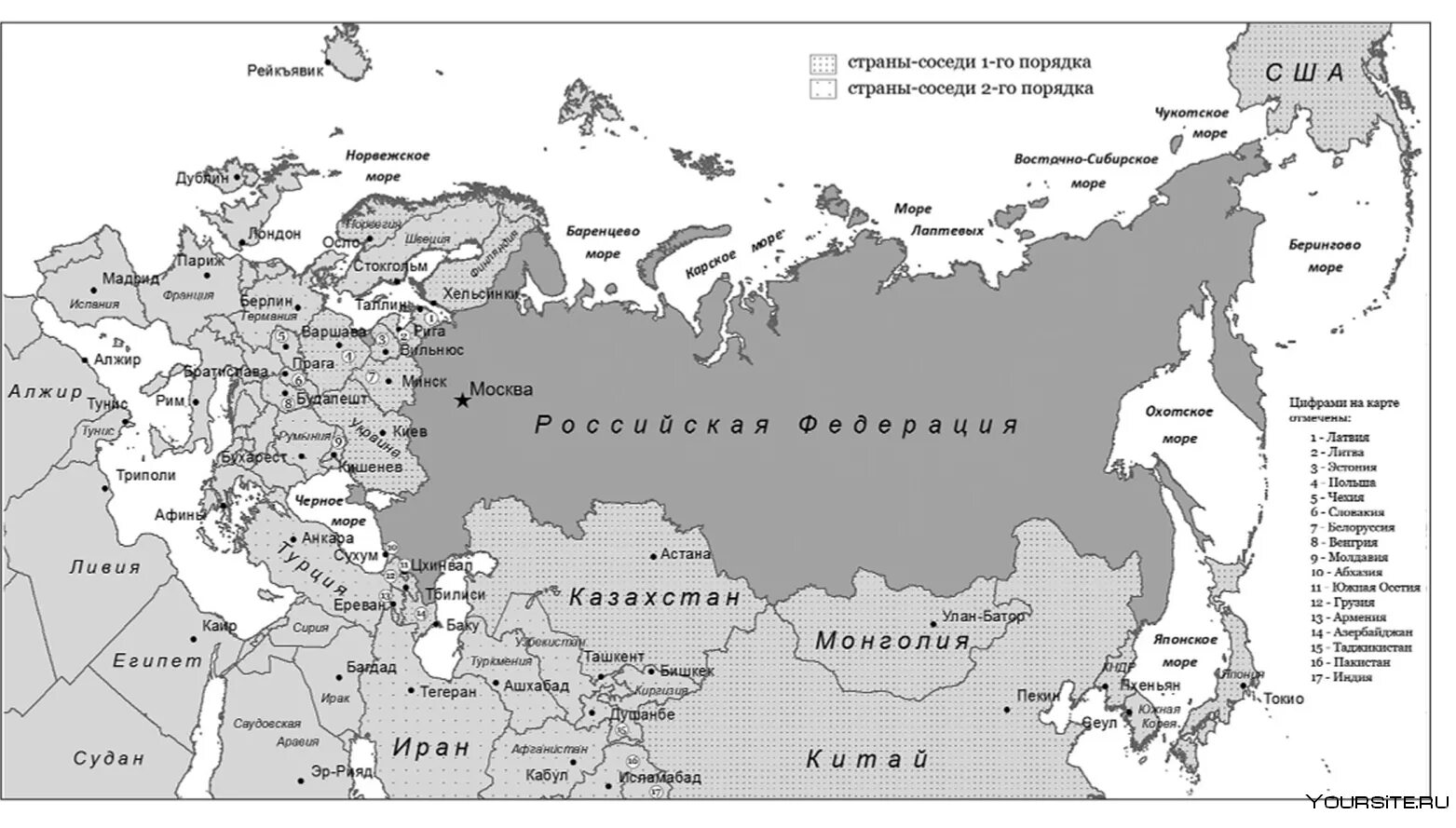 Государства граничащие с Россией на карте. Карта России с границами других государств. Страны граничащие с РФ на карте. С какими странами граничит Россия контурная карта.