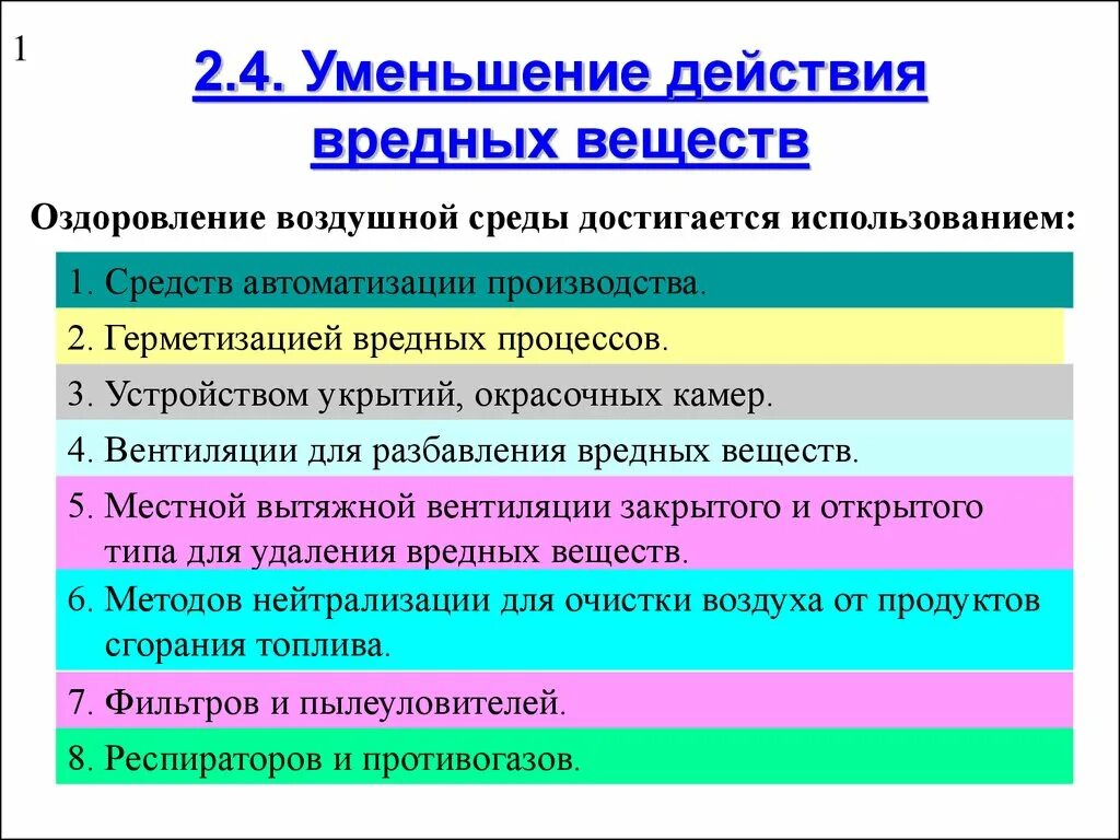 Вредные вещества на производстве. Оздоровление воздушной среды. Меры оздоровления воздушной среды. Уменьшение действия вредных веществ. Мероприятия по оздоровлению воздушной среды.