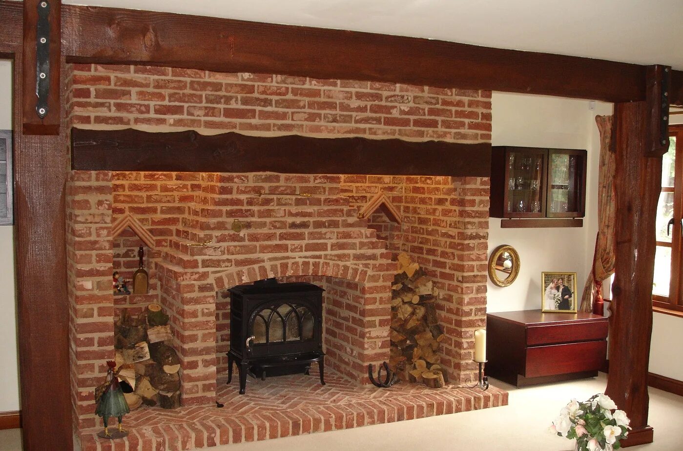 Related image Red brick fireplaces, Brick fireplace, Brick fireplace wall