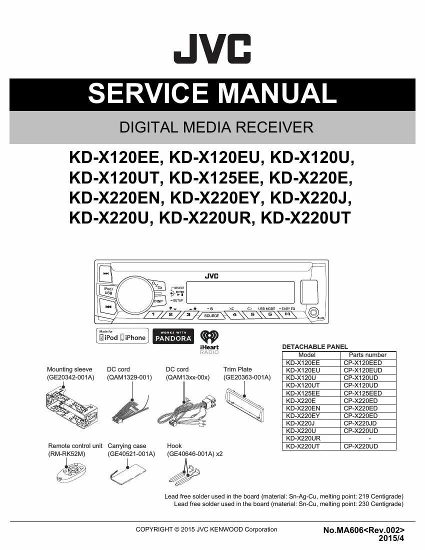 Service manual jvc. Service manual KD-a6. JVC KD-shx701. JVC KD-x165 service manual. JVC KD-x230 Rear/SW.