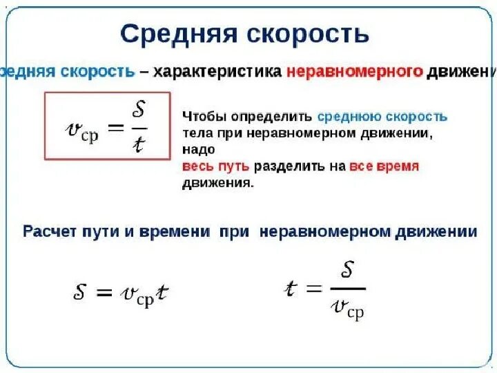 Средняя скорость характеристика