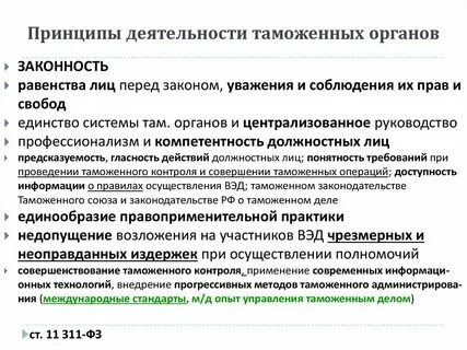 Принципы деятельности органов и должностных лиц