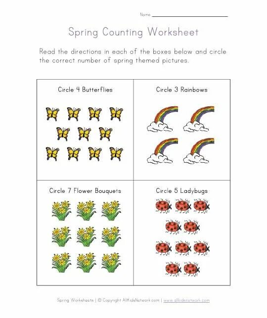 Spring worksheets for kids