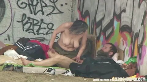 Homeless naked woman.