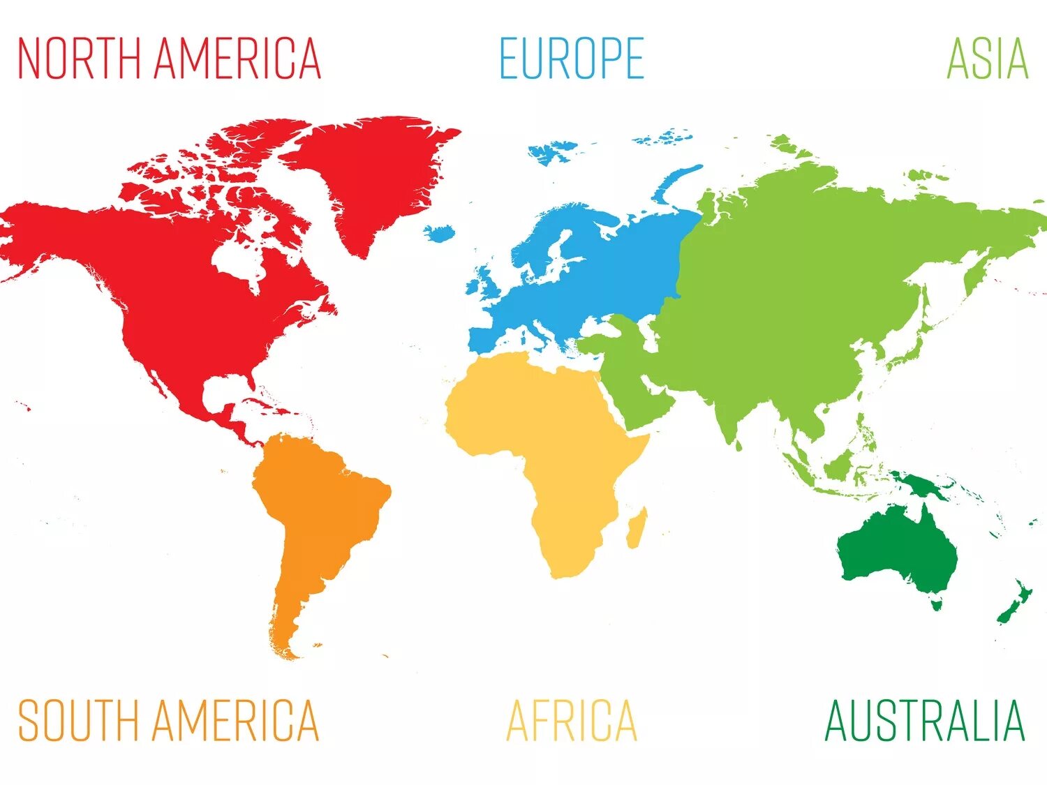 All continents of the world. World map continents. continents on the world map. continents in the world. map of the world with continents.