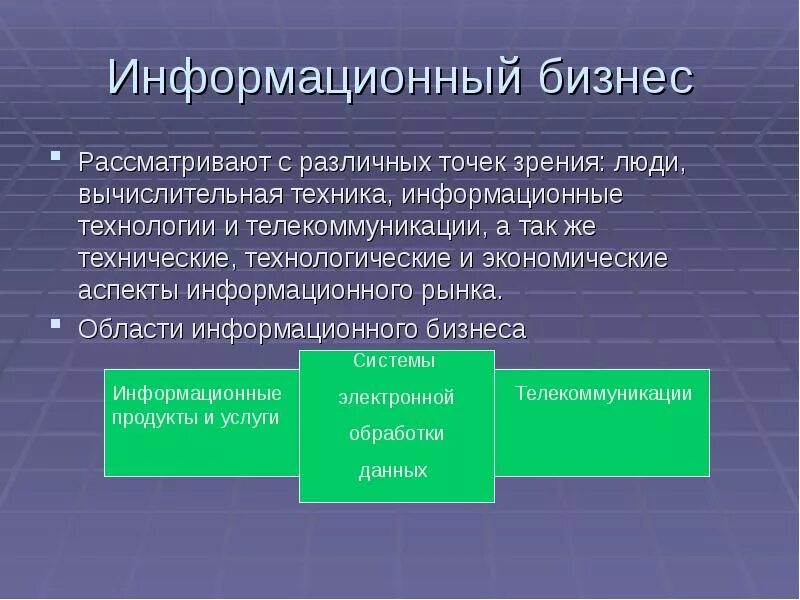 Задачи информационного бизнеса