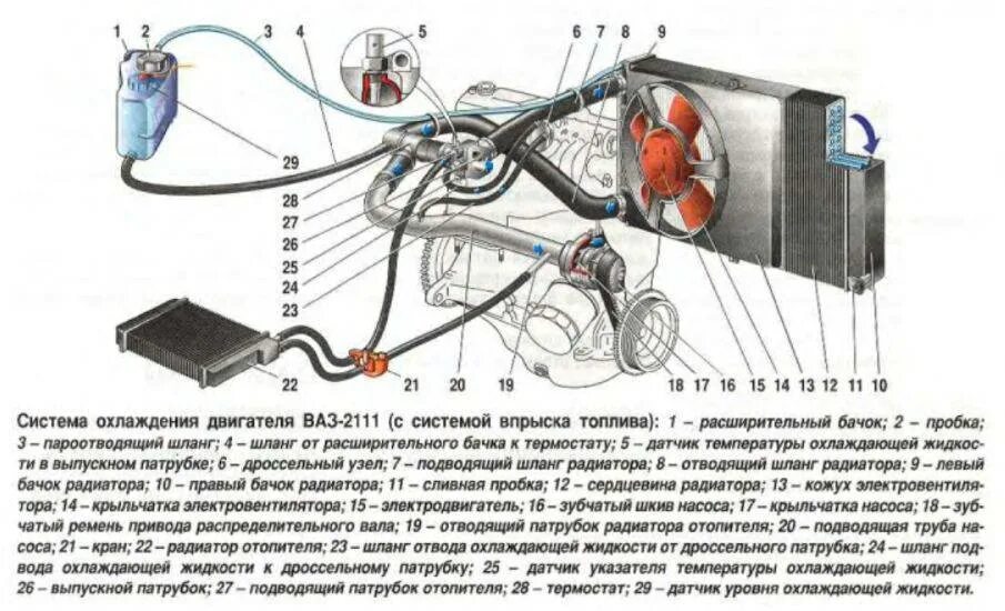 Сколько тосола в системе охлаждения. Схема циркуляции охлаждающей жидкости ваз 2109. схема циркуляции охлаждающей жидкости ваз 2109 инжектор. схема охлаждающей жидкости ваз 2109. патрубки системы охлаждения ваз 2109 инжектор схема.