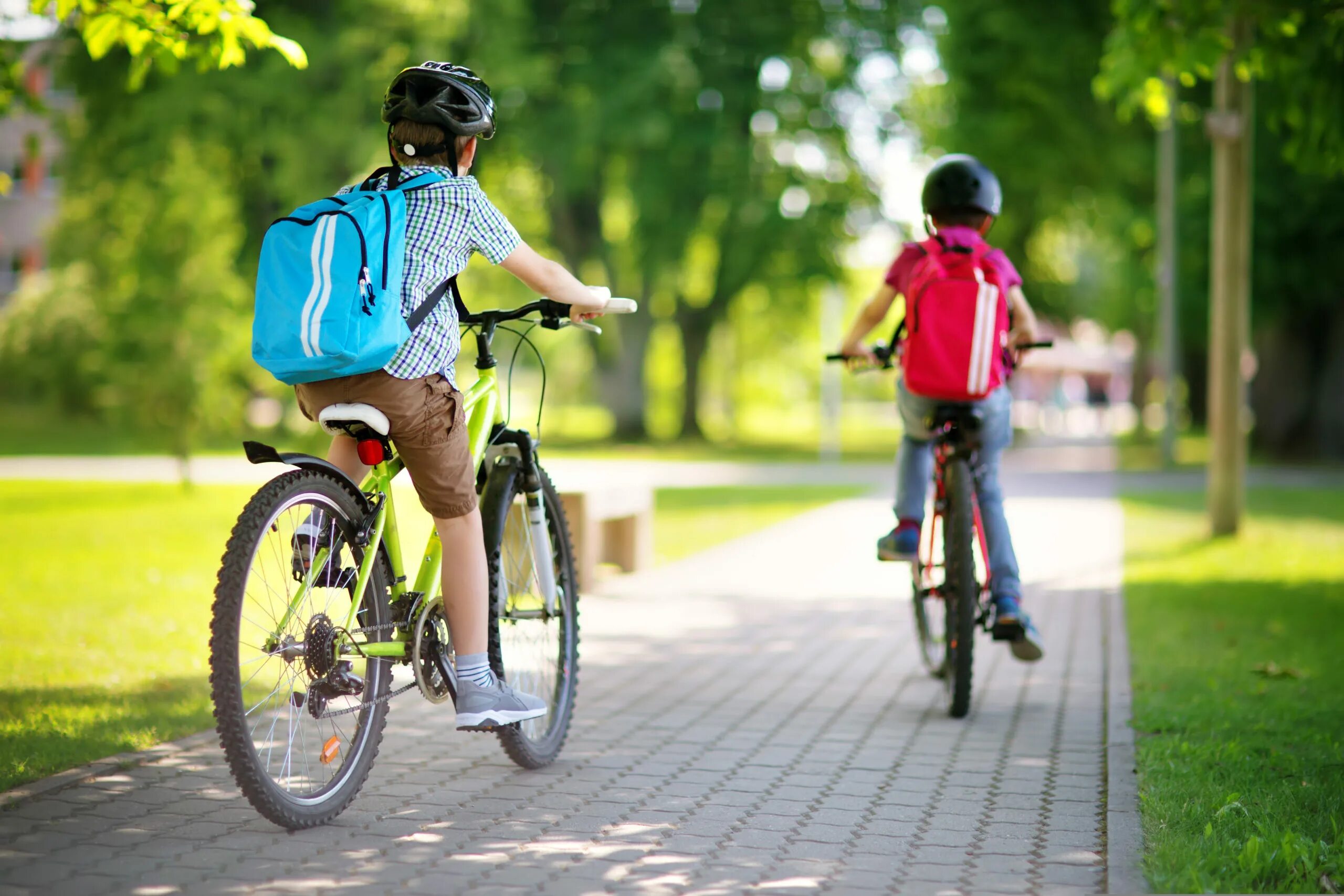 The children ride bikes. Дети с велосипедом. Велосипед школьник. Ребенок на велосипеде со спины. Подросток на велосипеде.