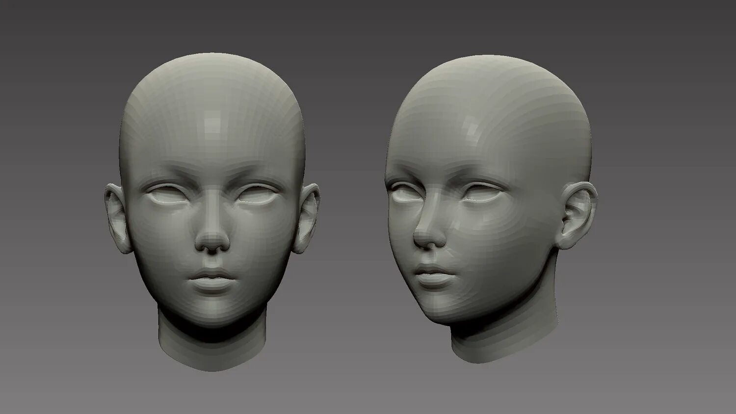 Упрощенная модель головы болванка. Реалистичная 3-d анимация. Based heads