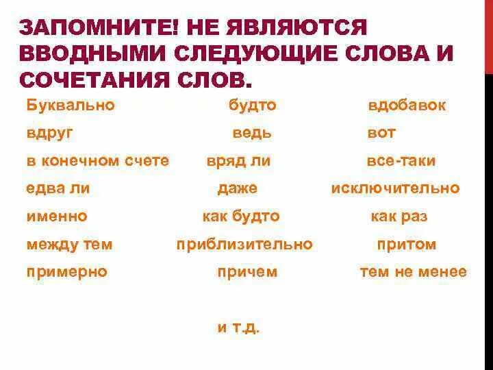 Что такое сочетание слов. Слова и сочетания не являющиеся вводными. Не являются вводными следующие слова. Оказывается вводное слово.