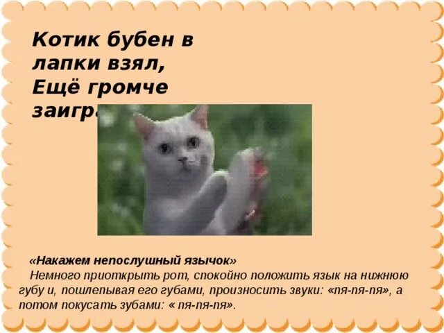 Спокойно полагать. Бубнящий кот. Котик с бубном. У котика лапки а он берет и делает. Брать на лапу.