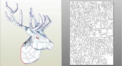Голова оленя из бумаги схемы распечатать - Фотобанк 2