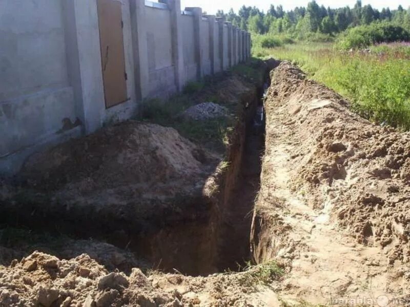 Копка траншей. Копка ям траншей вручную. Разработка грунта под котлован. Подготовка территории под застройку. Копка траншей.