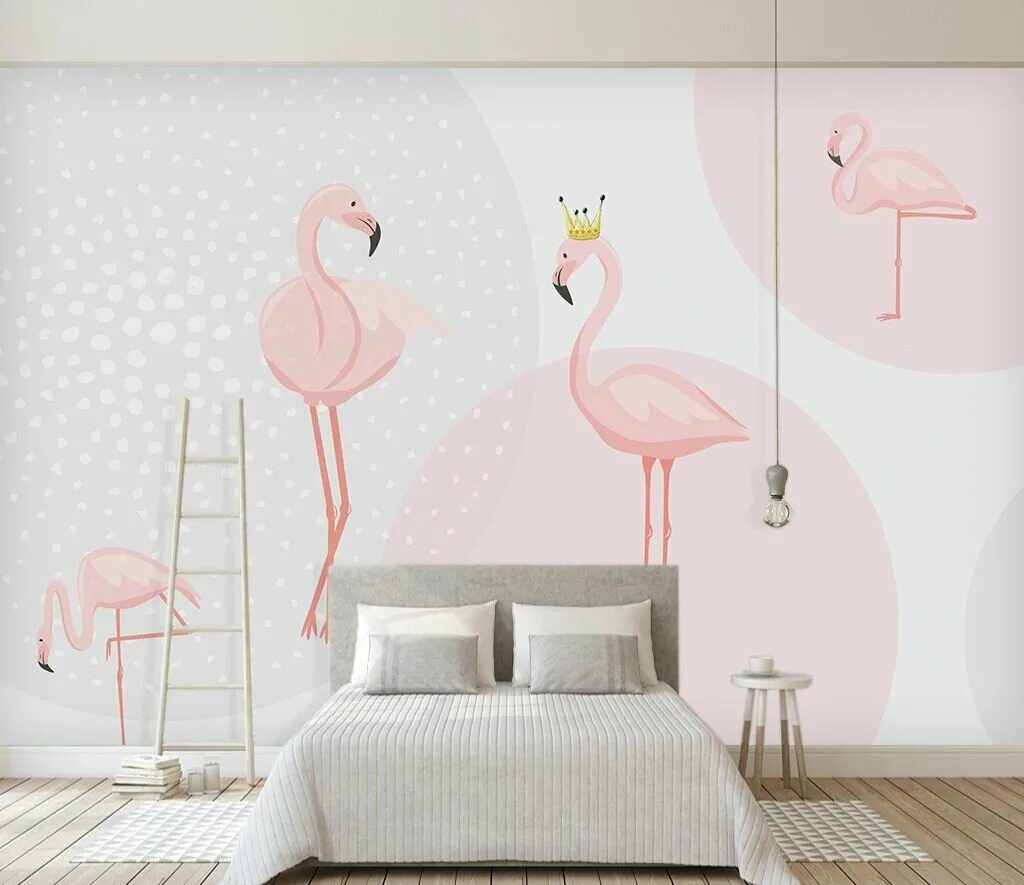 Детская комната для. Детская комната фламинго. Комната для девочки с фламинго. Фреска фламинго. Детская спальня с розовыми фламинго.