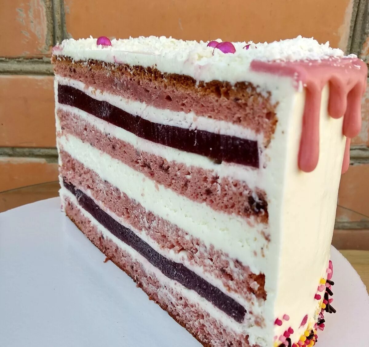 как сделать разрез торта. шифоновый бисквит для торта. фисташковый бисквит. манго маракуйя кокос. красивые тортики в разрезе.