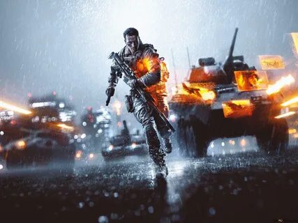 стандарт 4:3 1680x1260 Игра Battlefield 4 - Солдат бежит под дождем скачать...