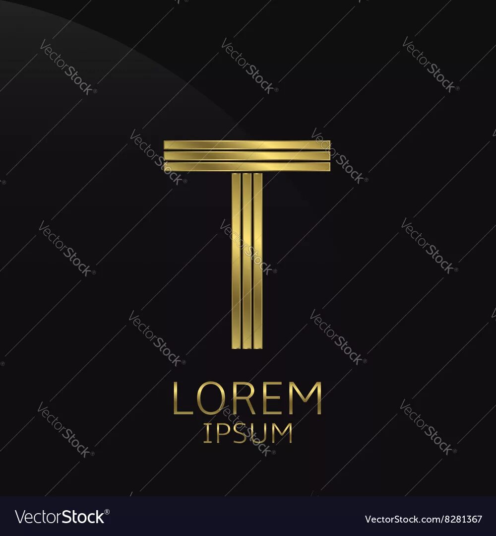 Символ лакшери. Gold Letter t. Luxury symbol.