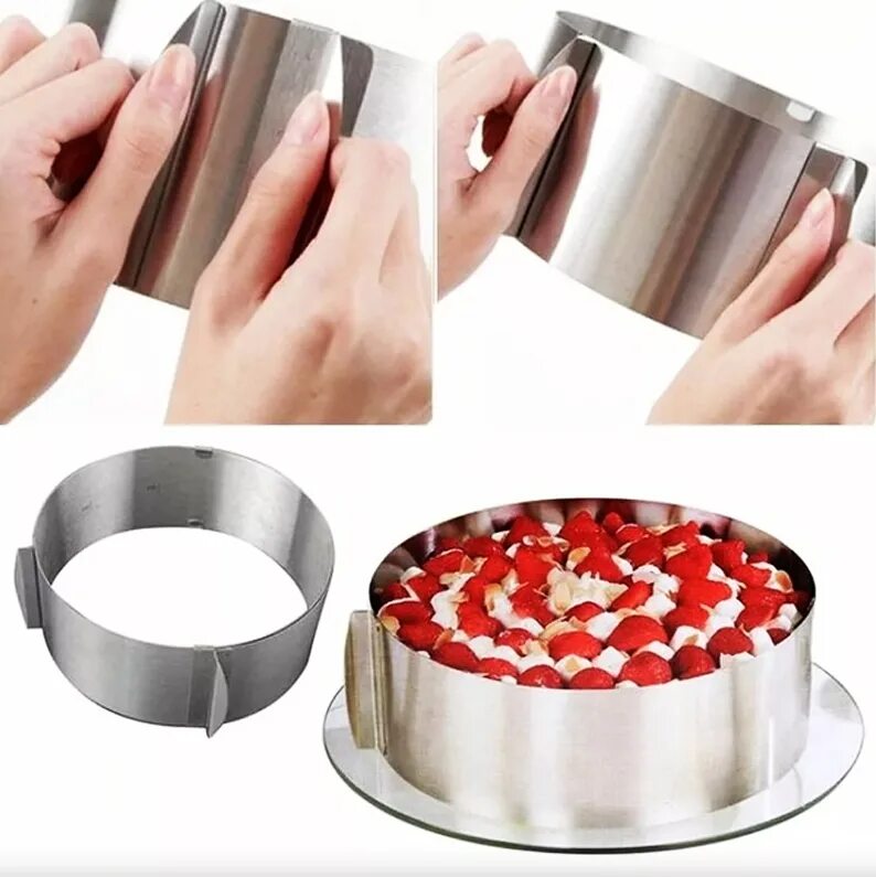 Как использовать форму для выпечки. Форма для торта &quot;cake ring&quot; регулируемая 16-30см.. раздвижное кольцо для торта cake ring 16-30 см. кулинарная регулирование форма для выпечки артикул 3537095. форма разъемная 16-30.