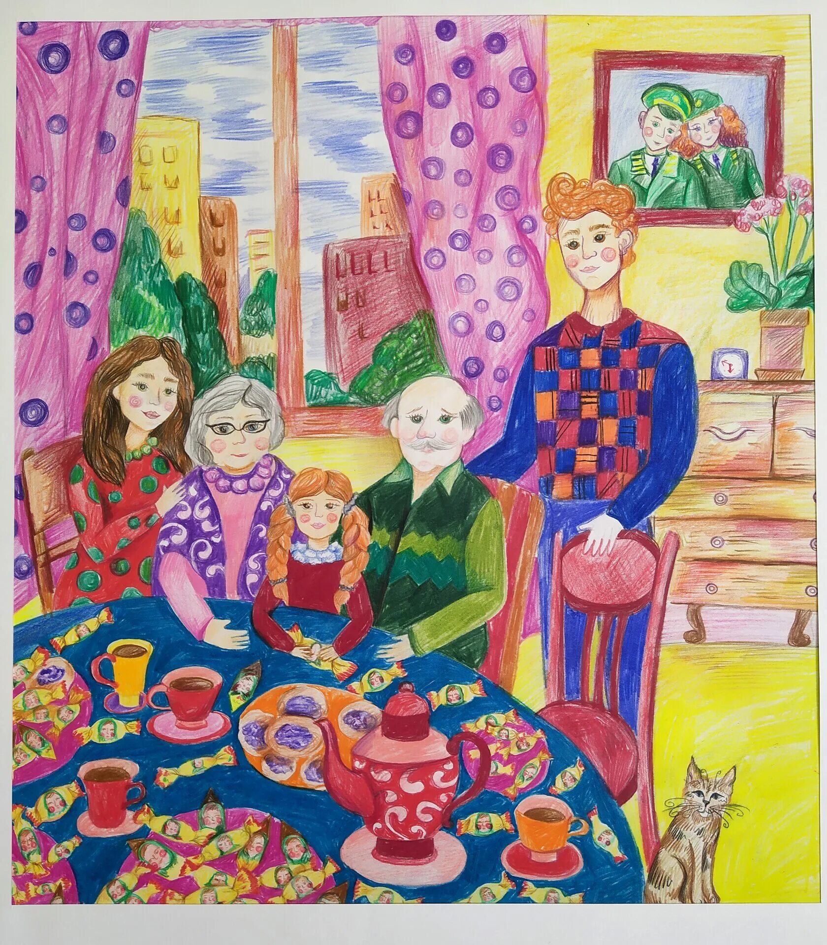 Композиция на тему праздник. Композиция на тему семья для художественной школы. Семья рисунок. Рисунок на тему семья.