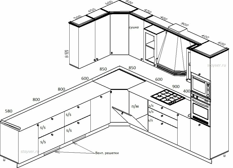 Размеры углового кухонного гарнитура стандарт чертеж. Размеры кухонного гарнитура стандарт чертеж. Габариты кухонного гарнитура чертеж. Кухонный гарнитур чертеж. Размеры готовой кухни