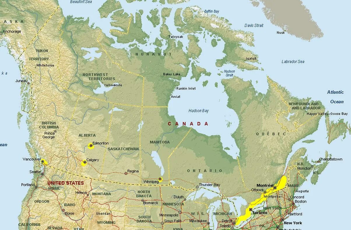 Сравнить аляску и лабрадор. Канада на карте Северной Америки. Британская Колумбия на карте Северной Америки. Ванкувер границы. Ванкувер на карте Канады.