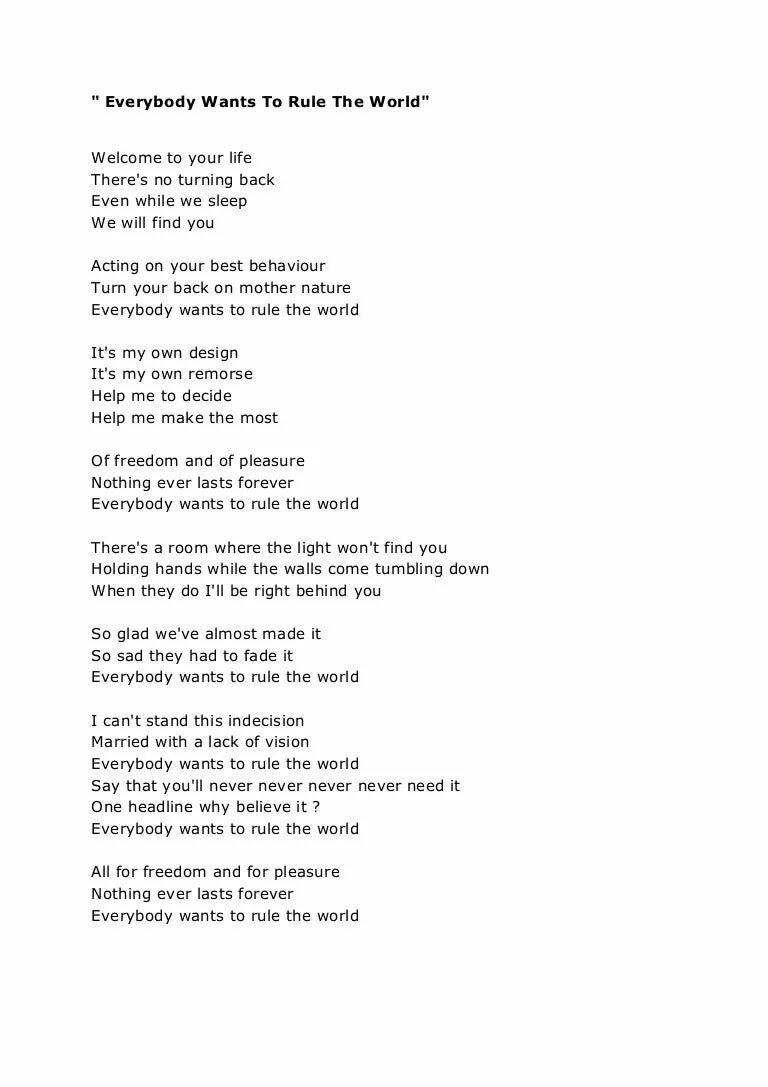 Tears for fears everybody wants to rule. Lorde everybody wants to rule the world. tears for fears everybody wants to rule the world. everybody wants to rule the world текст. everybody wants to rule the world tears for fears текст.