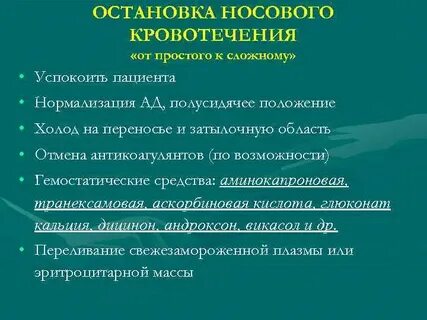 Методы остановки носового кровотечения
