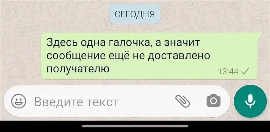 Как сделать одну галочку в ватсап