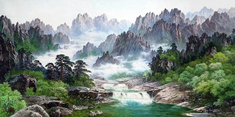 E painting. Лес мудрости Корея.