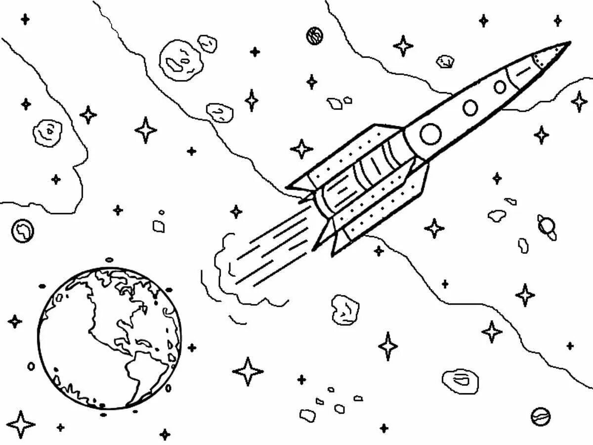 Рисунок на день космонавтики раскраска. Раскраска. В космосе. Космос раскраска для детей. Ракета раскраска. Раскраски на космическую тему.