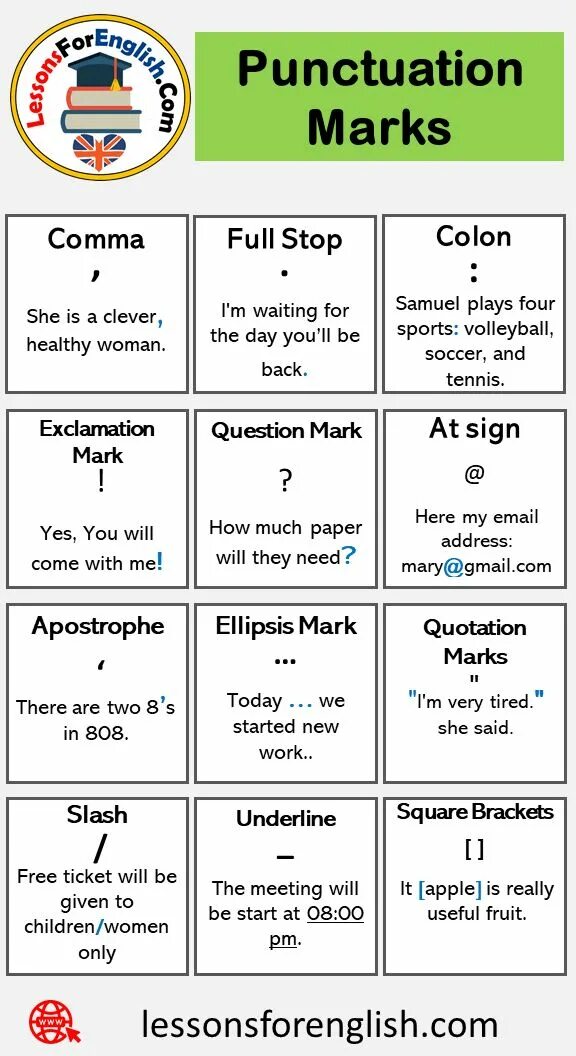 Punctuation examples. Punctuation marks in english. знаки препинания на английском. символ пунктуация на английском. names of punctuation marks in english.