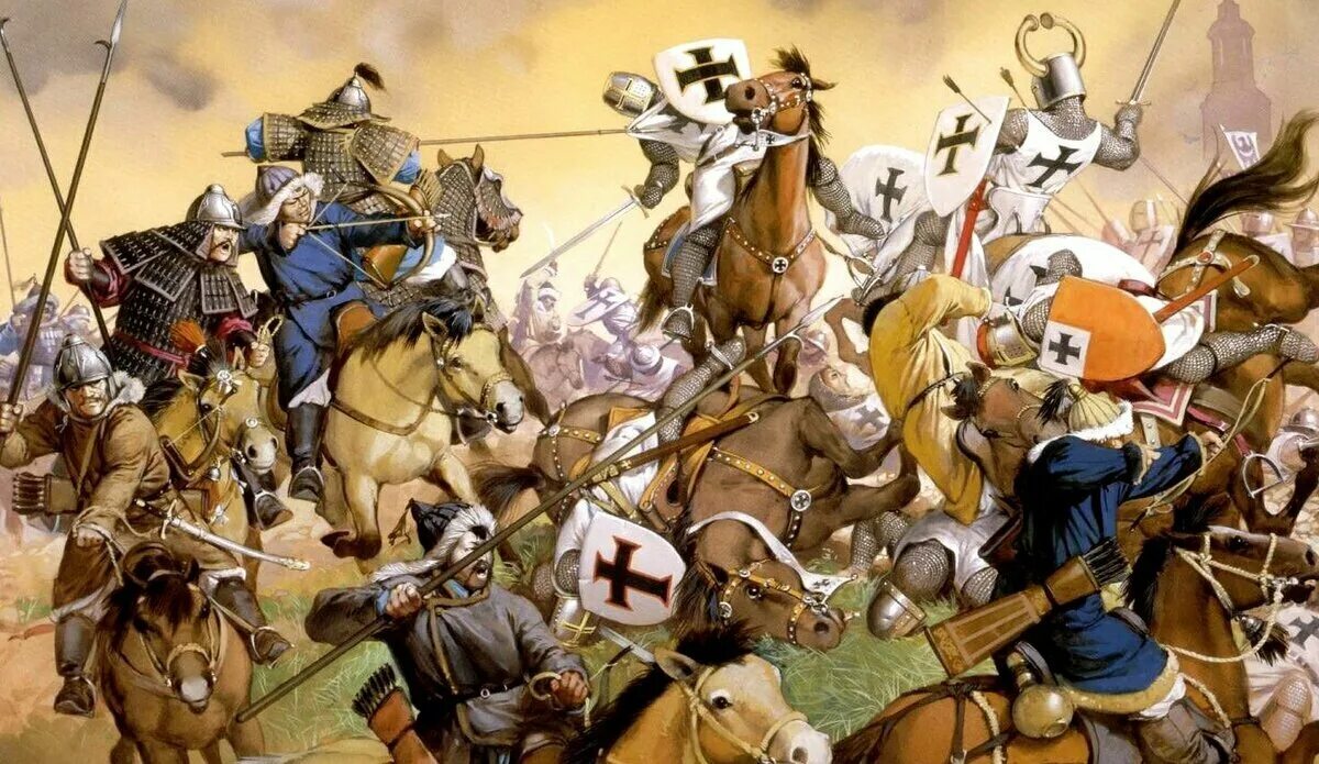 Битва при Легнице 1241. Битва при Легнице, 1241 картина. Битва при Легнице крестоносцы против Батыя. Битва при Хаттине 1187.
