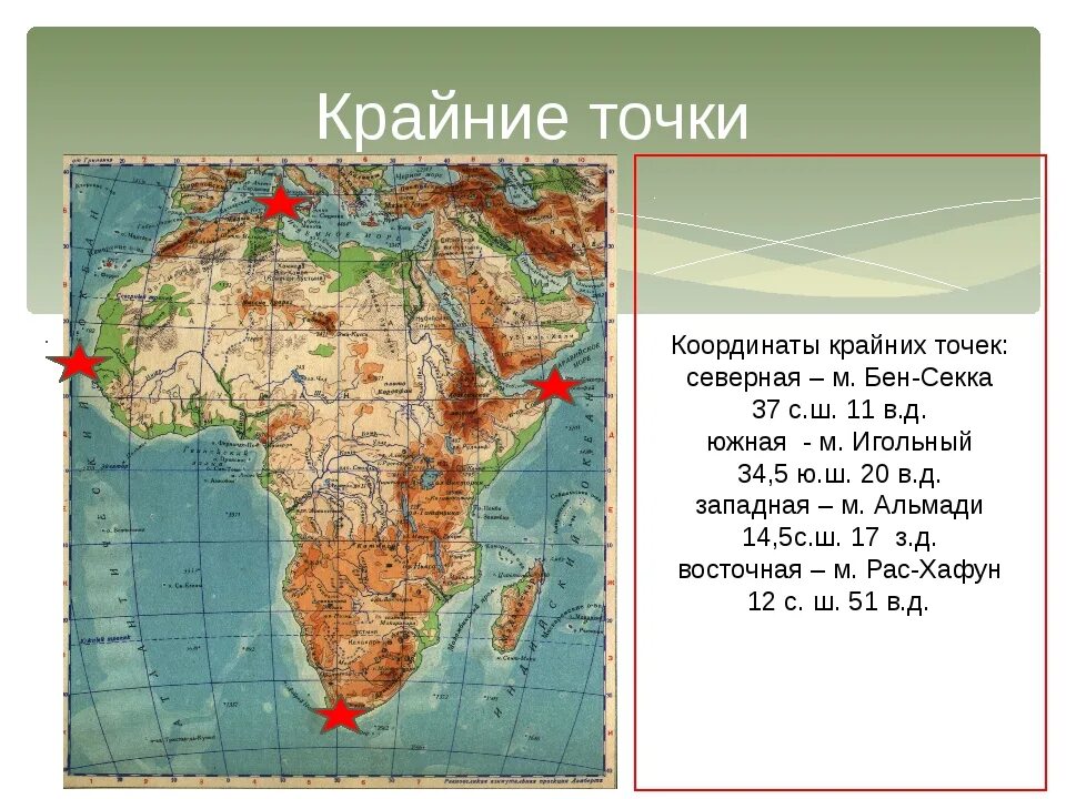 Координаты мыса дежнева широта и долгота. Мыс Бен Секка. Мыс Бен-Секка на карте Африки. Координаты крайних точек Африки 7 класс география. Мыс Бен-Секка крайняя Северная точка Африки.