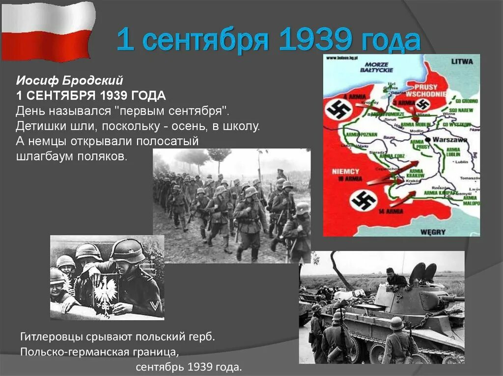 Начало 2 мировой войны 1 сентября 1939. 1 Сентября 1939 года Германия напала на Польшу. Нападение на польшу дата