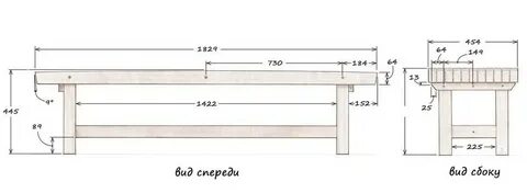 Скамейка своими руками из дерева размеры