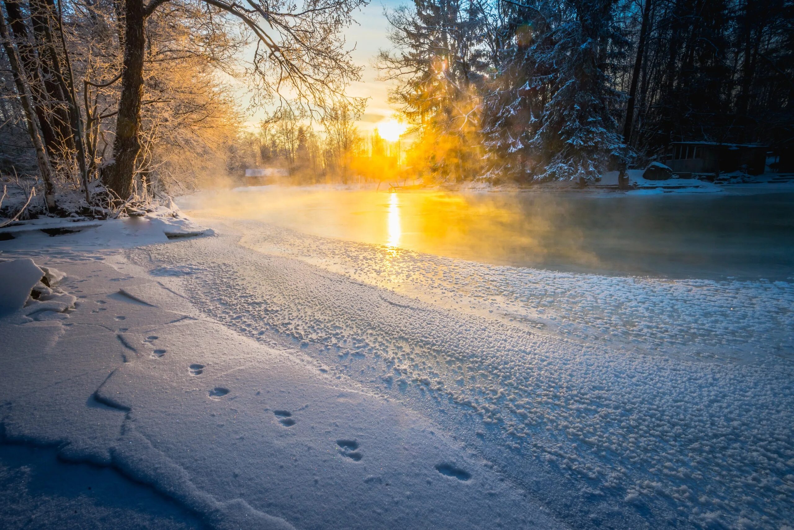 Красивое солнце зима